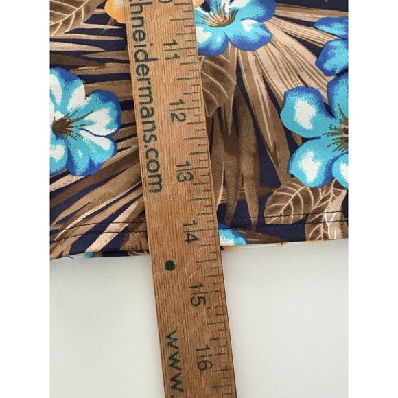 Lands End Swim Top Size 12 Blue Brown Floral Blouson Tummy Hiding Ruched Tankini - Picture 11 of 11